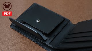 Make a leather Bifold Wallet with Coin Pocket Free PDF Pattern  동전포켓이 있는 반지갑 만들기 DIY무료패턴 [upl. by Odlanyer]