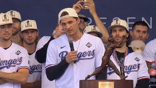 Truly special  Corey Seager speaking on stage at the Texas Rangers 2023 World Series parade [upl. by Carol694]