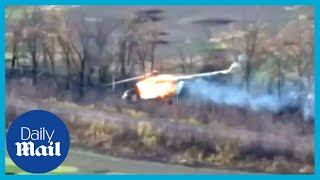 Ukrainian forces blow Russian attack helicopter out of the sky [upl. by Settle]