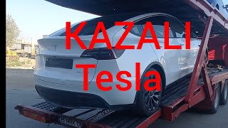 KAZALI TESLA Elektronik hasarı olan müşteri aracının onarım süreci başladı [upl. by Kelson99]