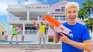 EXTREME Nerf Hide and Seek In NEW Sharer Family Beach House [upl. by Getraer]