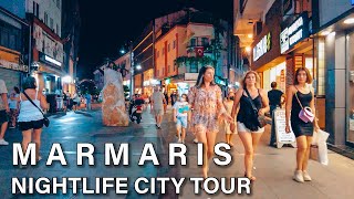 Marmaris Nightlife City Center Tour Turkey 4K [upl. by Shepard]