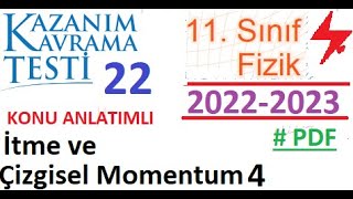 11 Sınıf  Fizik  Kazanım Testi 22  İtme ve Çizgisel Momentum 4  MEB  AYT Fizik 2022 2023 [upl. by Anelra119]