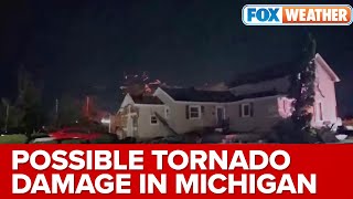 Possible Tornado In Michigan Causes Widespread Damage Near Williamston And Webberville [upl. by Alica]