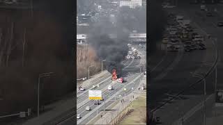 Gas cylinder explosion causes chaos on Western Moscow street [upl. by Sivia]