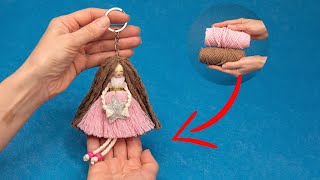 DIY a cute macrame doll keychain  it’s so simple [upl. by Moitoso]