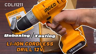 Ingco LithiumIon Cordless Drill 12v CDLI1211  Unboxing  Testing  Complete Detail Video [upl. by Anoynek576]