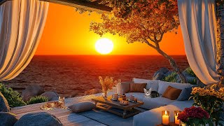 Autumn Jazz  Atmospheric Bossa Nova Jazz Music in a Cozy Sunset Seaside Café for Work Relax Sleep [upl. by Otes]