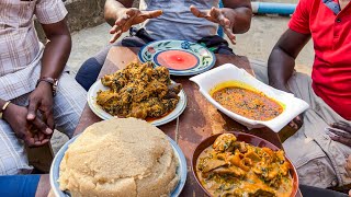 Ogbono And Egusi Soup With A Mountain Of Eba  Best Nigeria Soup And Swallow Mukbang [upl. by Durwyn747]