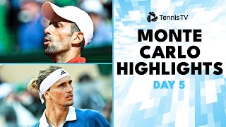 Djokovic vs Musetti Sinner Medvedev Zverev Tsitsipas amp More  MonteCarlo 2024 Highlights Day 5 [upl. by Anehsak]