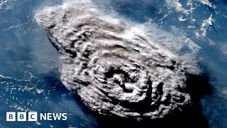 Tonga volcano eruption felt in Atlantic Ocean seafloor on other side of world  BBC News [upl. by Olwena]