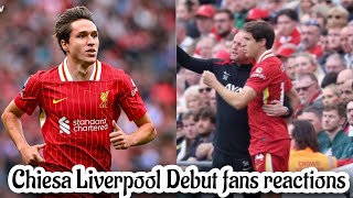 🔴 Chiesa DEBUT Liverpool fans reaction at Anfield vs Bournemouth [upl. by Rosemare282]