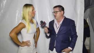 Minimale Animale designer Cassandra Kellogg interviewed at MercedesBenz Fashion Week Swim 2014 [upl. by Akamaozu]