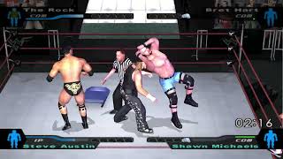 The Rock and Steve Austin VS Bret Hart and Shawn Michaels I SmackDown Here Comes the Pain MOD HACK [upl. by Nalek68]