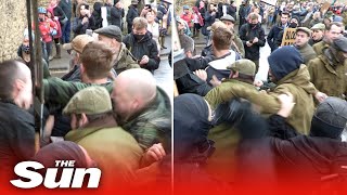 Massive brawl breaks out between hunt protesters and riders at Avon Vale [upl. by Toh]