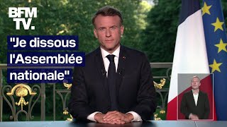 Emmanuel Macron dissout lAssemblée nationale le discours du président en intégralité [upl. by Kotto678]