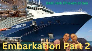 Embarkation Day part 2 Dinner at MDR and Best Jerk Chicken at sea celebritycruises celebrity [upl. by Nessah]