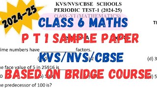 CLASS 6 MATHS PT 1  202425 SAMPLE PAPER  KV  CBSE KENDRYA VIDYALAYA P T 1 2024 [upl. by Mcnamara]