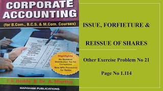 Corporate Accounting  Issue Forfeiture amp Reissue of Shares Other Exercise Problem No 21 [upl. by Celina]