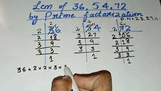 Lcm of 36 54 72  by prime factorization method  in UrduHindi [upl. by Wiebmer216]