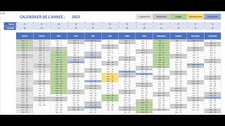 Créer un calendrier dynamique annuel 1  Tuto Excel [upl. by Edris]