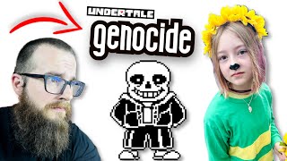 My daughter battles Sans in a genocide run in Undertale [upl. by Paviour]