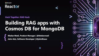 Building RAG apps with Cosmos DB for MongoDB [upl. by Saunderson]