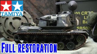 Old tank repair Episode 12 135th scale Tamiya 80s vintage M247 Sgt York DIVAD SPAAG restoration [upl. by Etteb]