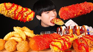 ASMR MOZZARELLA CORN DOG  CHEESE BALL SAUSAGE RICE CAKE SKEWERS Eating Sound  MAR ASMR [upl. by Lenoyl783]