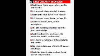 Few lines about EarthEassy about Earth Paragraph WritingEnglish story [upl. by Savick]