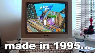 I played Fortnite on a MONITOR from the 1990s old monitor [upl. by Ternan]