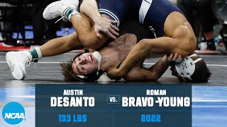 Austin DeSanto vs Roman BravoYoung 2022 NCAA wrestling championship semifinal 133 lb [upl. by Karolyn]