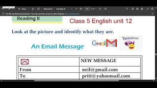 class 5 English unit 12 Reading II Emailgrade 5 English chapter 12 [upl. by Acisey]