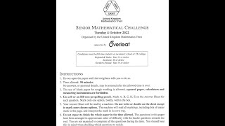 UKMT Senior Maths Challenge 2022 [upl. by Dunning314]