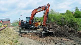 8 Tonne Hitachi Excavator with Land Rake  CP Hire GB [upl. by Theodore]