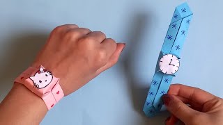 How to make easy paper watch  Origami paper watch  Easy origami  Diy  School craft [upl. by Yhtorod73]