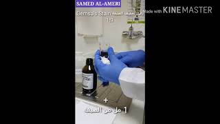 Thick and Thin BLOOD FILM staining by Giemsa stain طريقة تحضير الصبغه وصبغ مسحة الدم [upl. by Iat470]