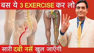 बस ये 3 एक्सरसाइज कर लो सारी दबी नसें खुल जाएगी  scitica pain relief exercises  lower back pain [upl. by Ellenet]