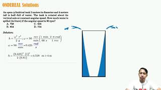 Past Board Exam Problem  Volume of water spilled in a rotating open cylindrical vessel [upl. by Krutz]