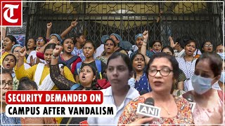 Nurses and wardens at Kolkata medical college demand security on campus after vandalism [upl. by Ardnekahs825]