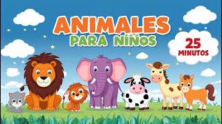 Animales para niños 25 minutos Sonidos de animales de granja y selva [upl. by Notkcorb762]