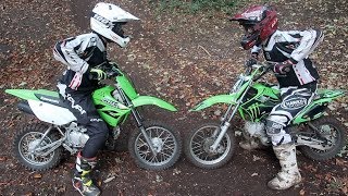 INSANE BATTLE WITH KLX 110 amp KLX 110L  PIT BIKE MINIS [upl. by Darken]