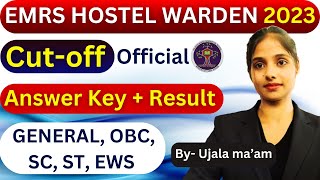 EMRS Hostel warden Cut off 2023  EMRS Hostel warden Answer Key 2023  EMRS Result 2023  EMRS 2023 [upl. by Orfield462]