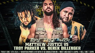 Matthew Justice vs Derek Dillinger vs Troy Parker Triple threat no holds barred match [upl. by Ginder]