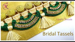 Latest Saree Kuchu Design  Stone Work  Bridal Crochet Saree Tassels  710  wwwknottythreadzcom [upl. by Egan776]