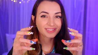 ASMR  Colorful Nails Tapping on YOU Brushing PressOn Nails [upl. by Ekralc]