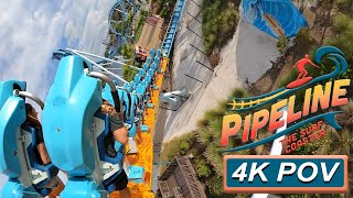 Pipeline The Surf Coaster 4K Back Seat POV SeaWorld Orlando Orlando FL [upl. by Levison190]