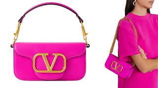 Valentino Garavani VG VLOGO leather shoulder bag Color Fuchsia pink black [upl. by Laubin]