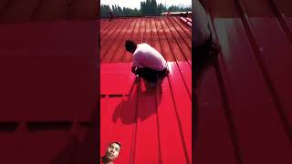 Roof polymer film laying process roof roofing wood shorts [upl. by Bartram]