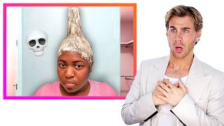 Hairdresser Reacts To Chaotic Home Relaxer Videos [upl. by Serles]